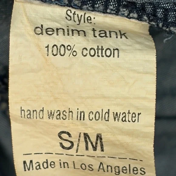 Jaded Gypsy Denim Tank Dress Blue Cotton Ruffle Hem Boho Mini S/M Made in USA - Picture 8 of 11